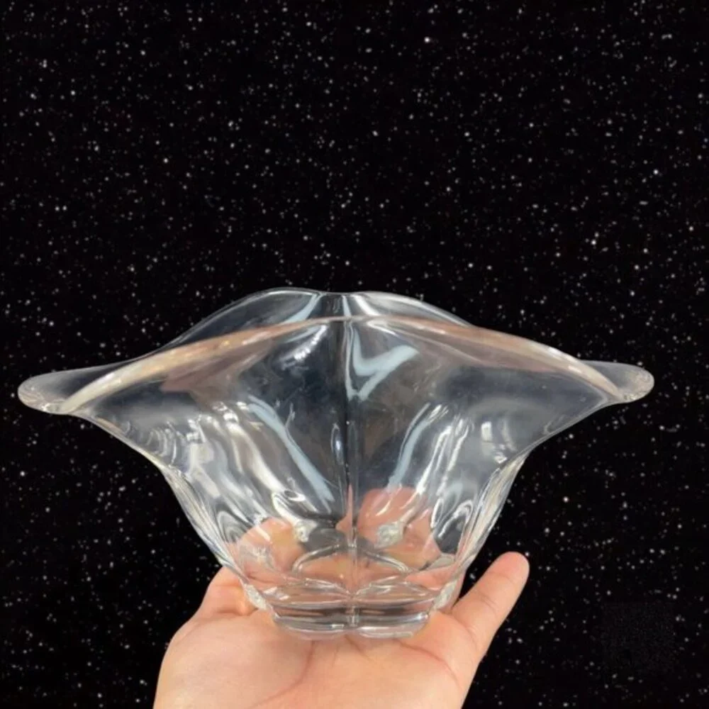 DUNCAN & MILLER Clear Canterbury Centerpiece Crimped Bowl‎ Dish Wavy Top Vintage
